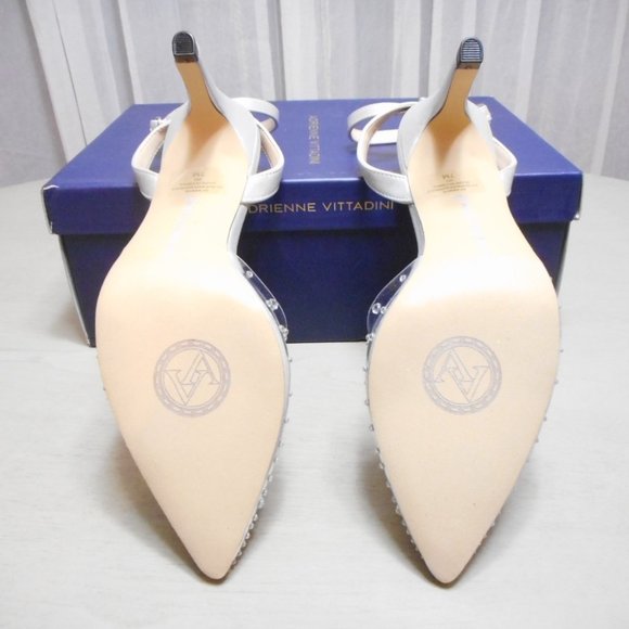 Adrienne Vittadini  Silver Metallic Vinyl party heels  size 7M - Picture 7 of 7